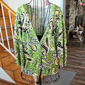 👚Mercer Street Studio Green and White Cardigan